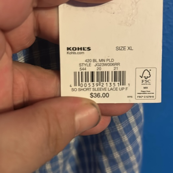 NWT so good for life! Blue and white plaid - Picture 6 of 6